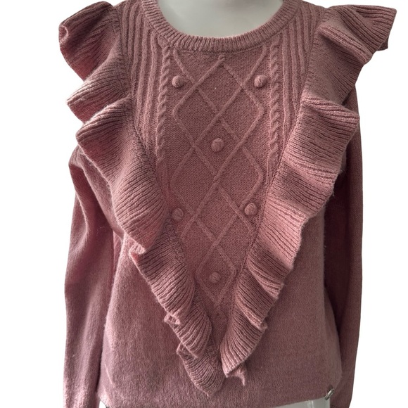 Adrienne Vittadini Pink Crew Neck Sweater with Ruffle Detail - Picture 4 of 10